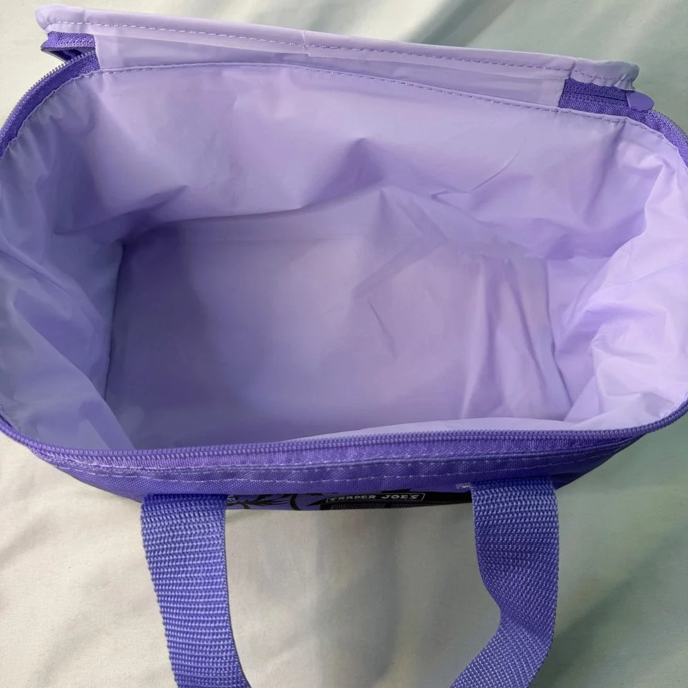 Trader Joes Mini Insulated Cooler Bag Purple Pasadena 1st Store Graphic Tote
